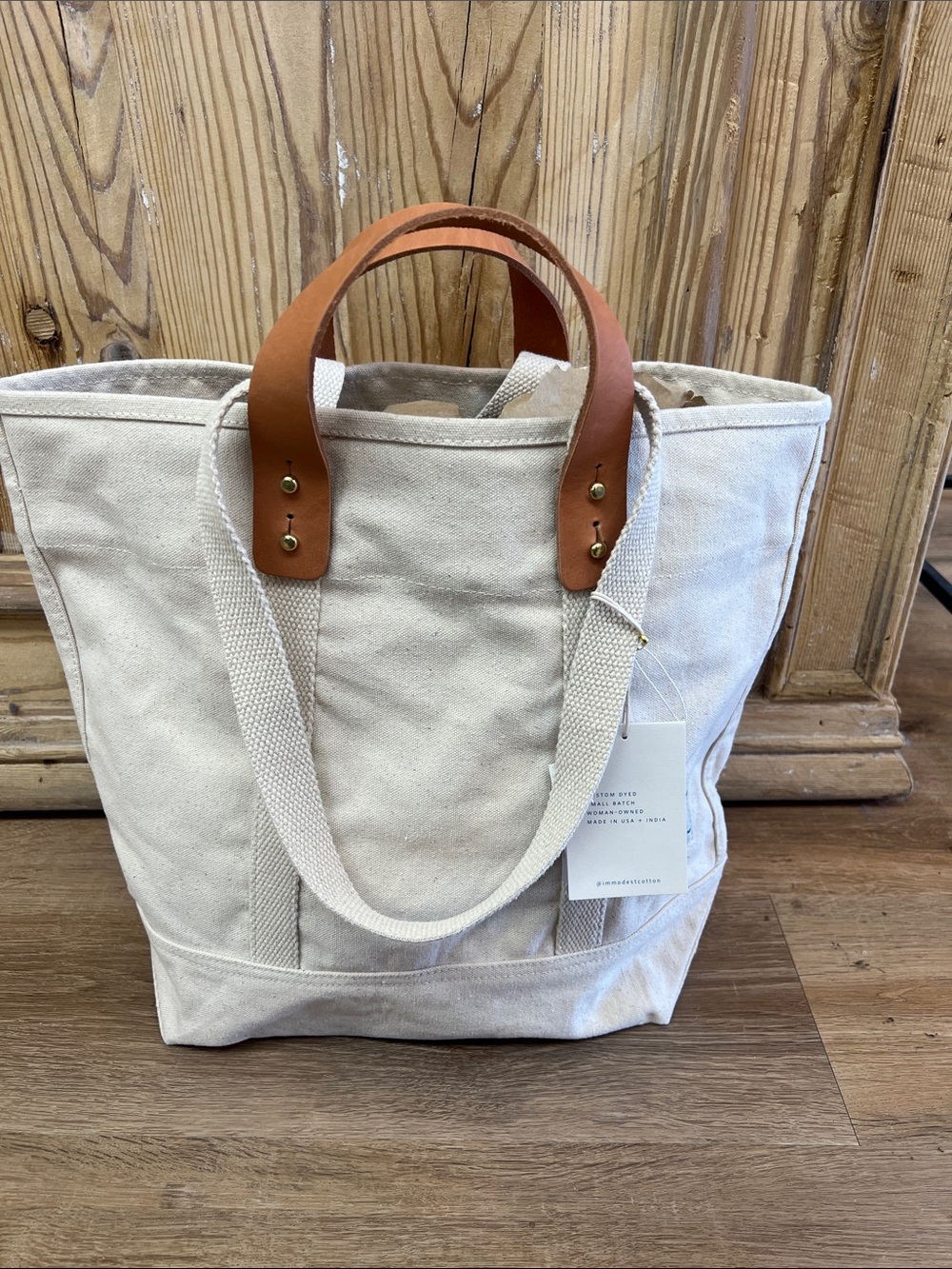 Immodest Cotton Small East West Tote Natural